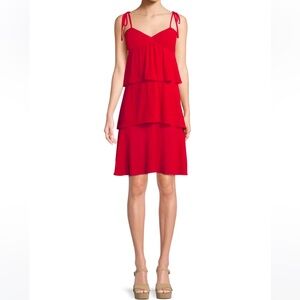 Club Monaco Red Tiered Dress